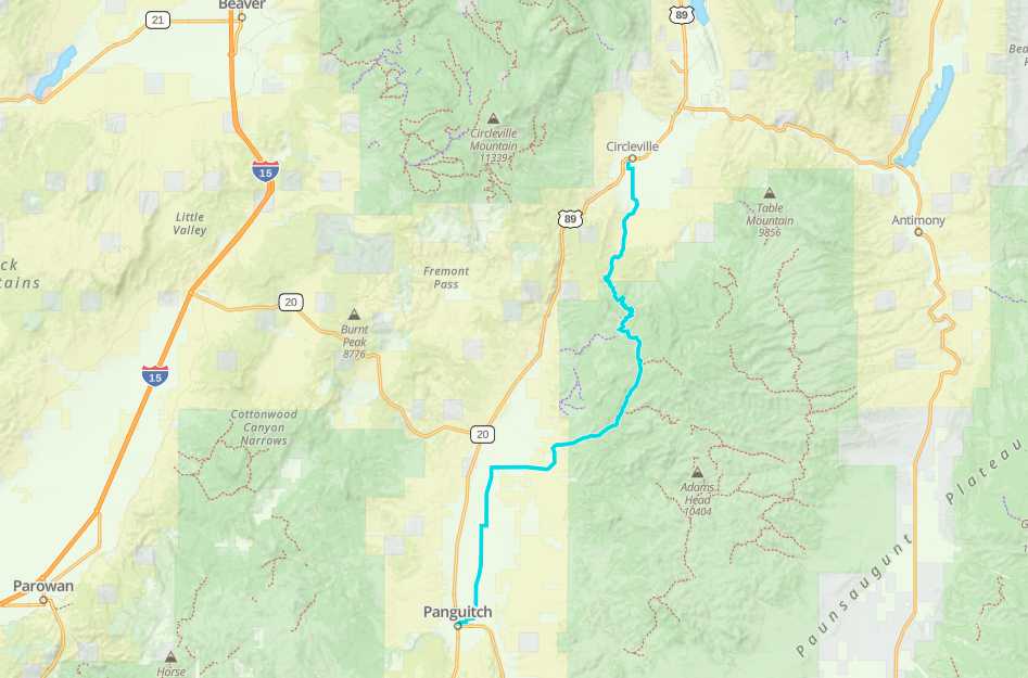 Circleville to Panguitch gaia